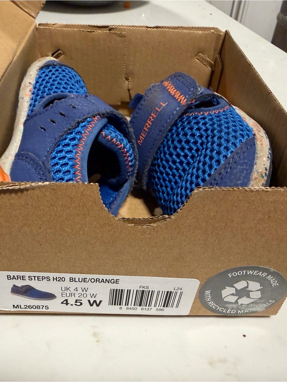 Merrell Kids Blue and Orange Bare Steps H2O Water Shoes